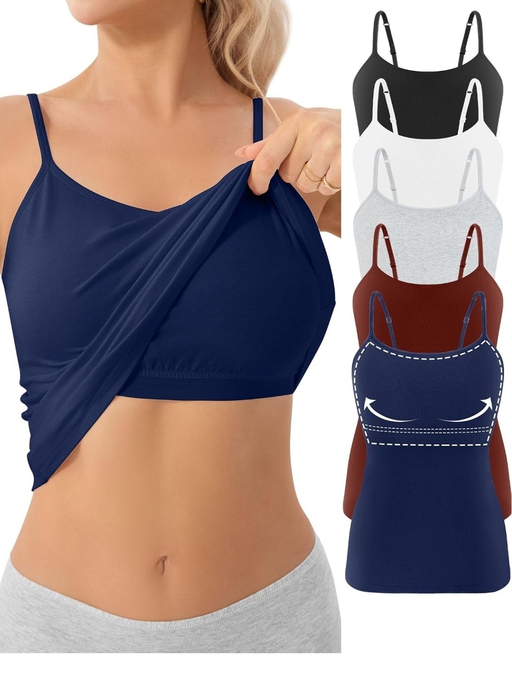 Seamless 5pack Cami with Built-In Support